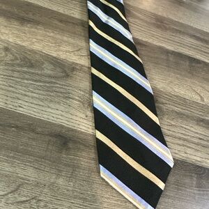 Tommy Hilfiger Black and Gold Striped Tie